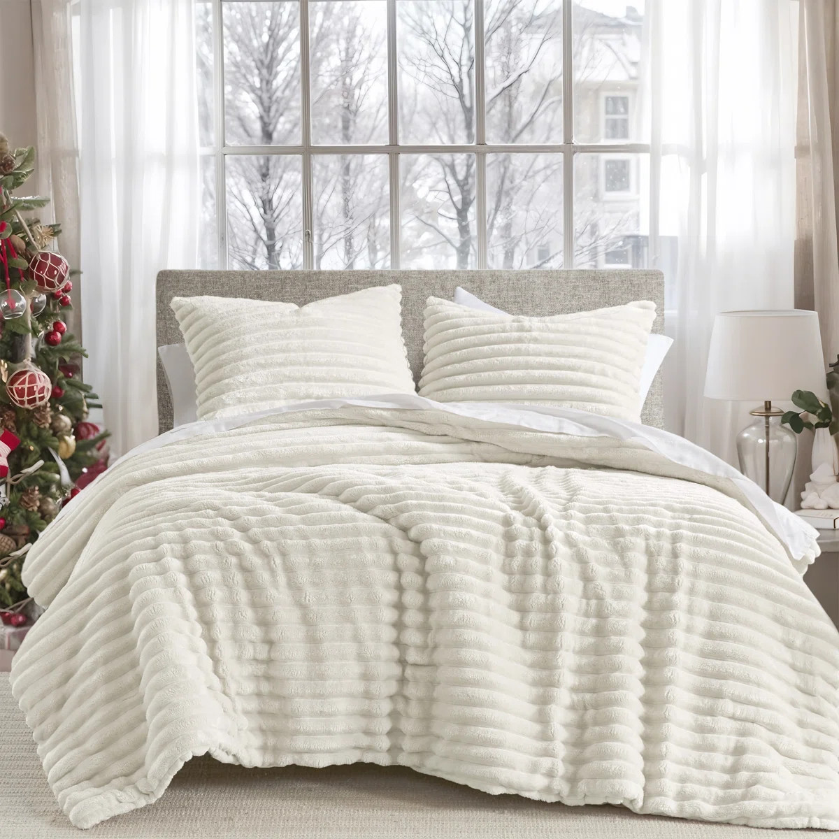 Avril Fluffy Ribbed Plush Comforter Set | Wayfair North America