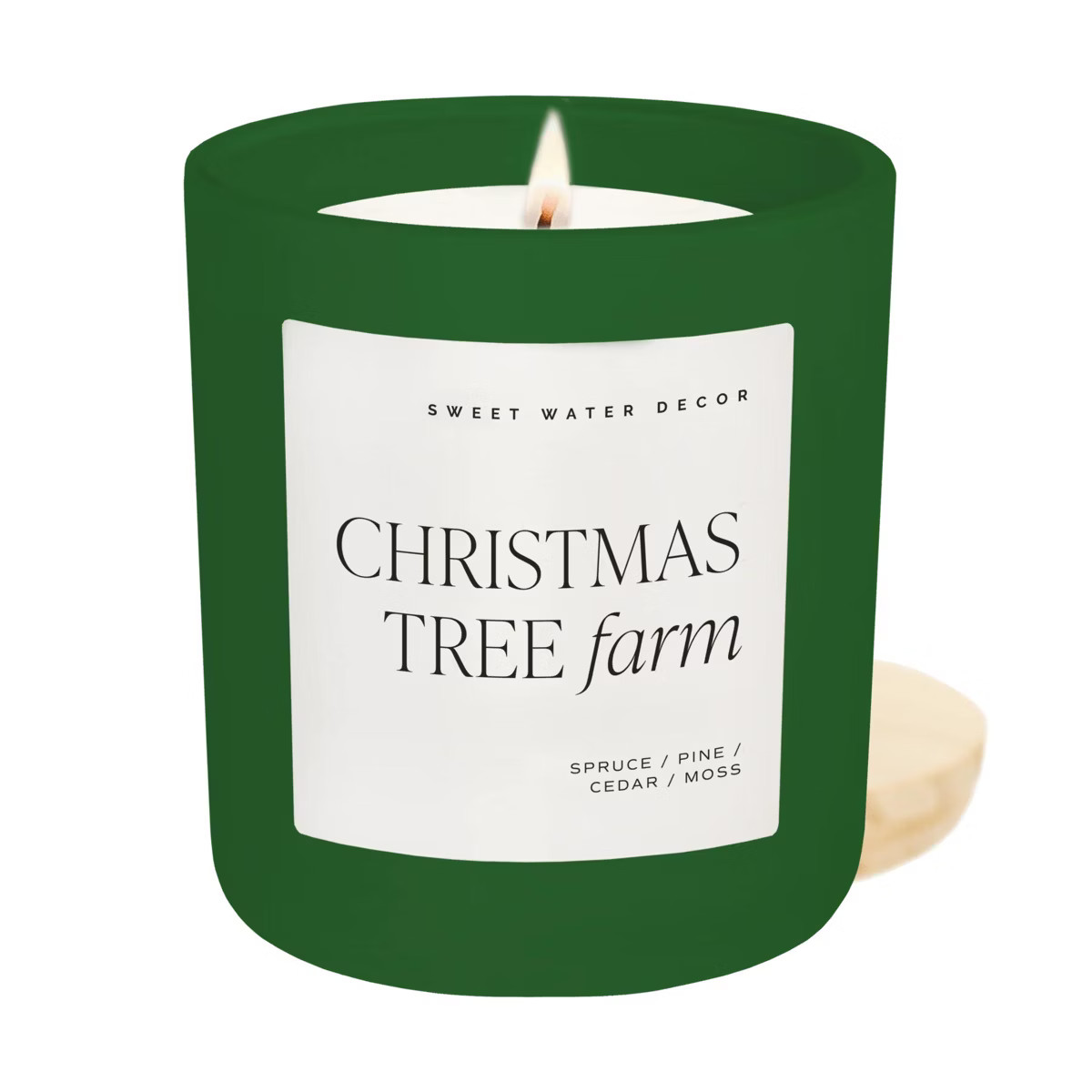 Sweet Water Decor Christmas Tree Farm 15oz Green Matte Jar Soy Candle | Target
