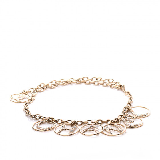 CHANEL

Metal Strass Crystal Chain Logo Belt Gold | Fashionphile