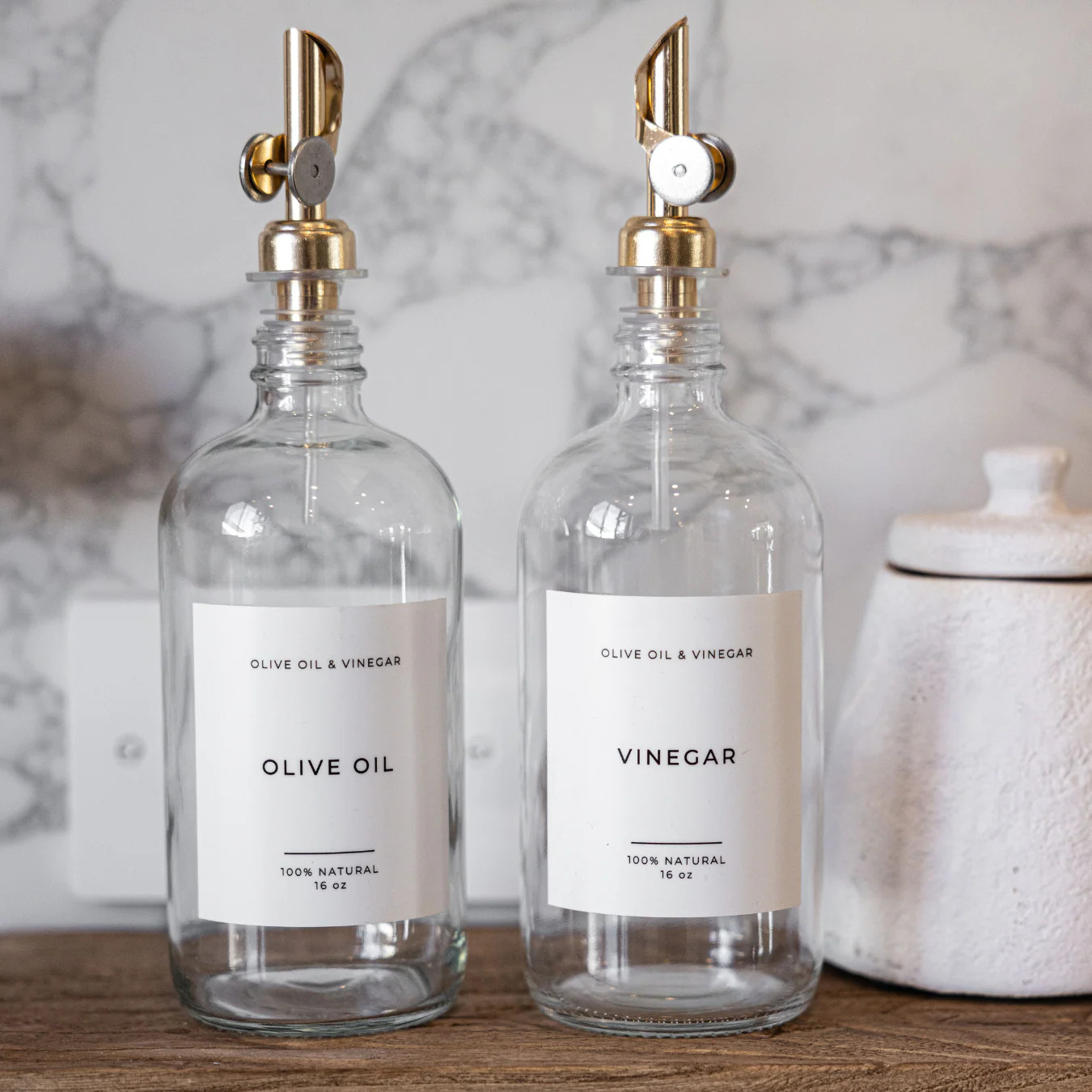 Clear Glass Olive Oil & Vinegar Bottles | By Luxe B Co. | luxe bCO