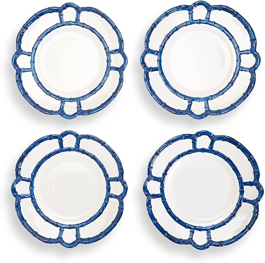Two's Company Set of 4 Blue Bamboo Touch Dinner Plate | Amazon (US)