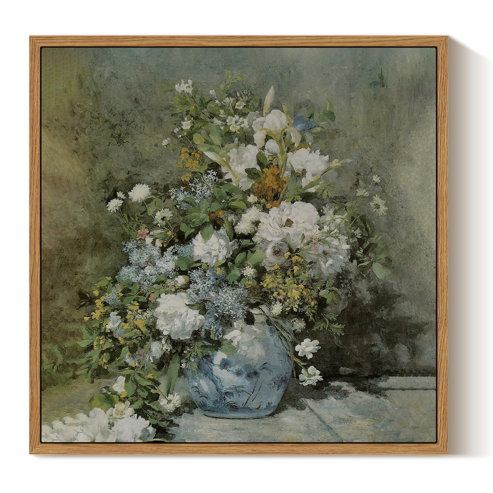 ARPEOTCY Framed Canvas Print Wall Art Decor, 12"×12" French Vintage Flower Square Wall Art Home ... | Amazon (US)