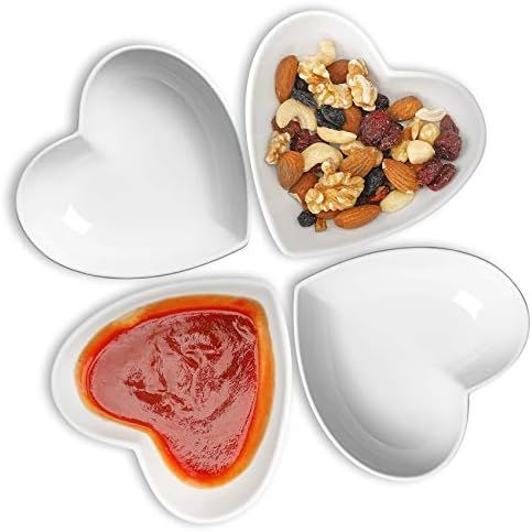 Amazon.com: Keponbee Heart Bowls Porcelain 2pcs White Heart-shaped Bowl Dessert Bowls/Salad Bowl 7 i | Amazon (US)