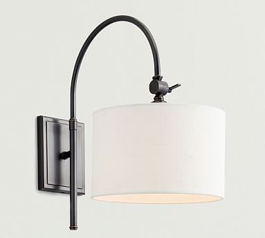 Arc Linen Drum Shaded Sconce | Pottery Barn (US)