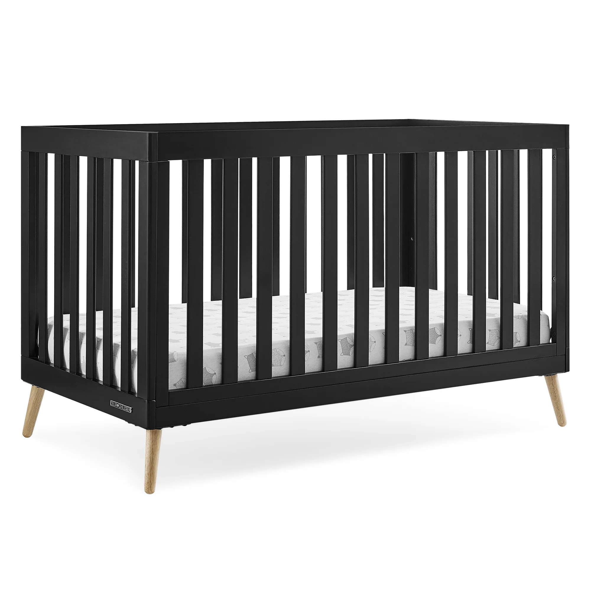 Delta Children Essex 4-in-1 Convertible Baby Crib - Greenguard Gold Certified, Ebony/Natural | Walmart (US)