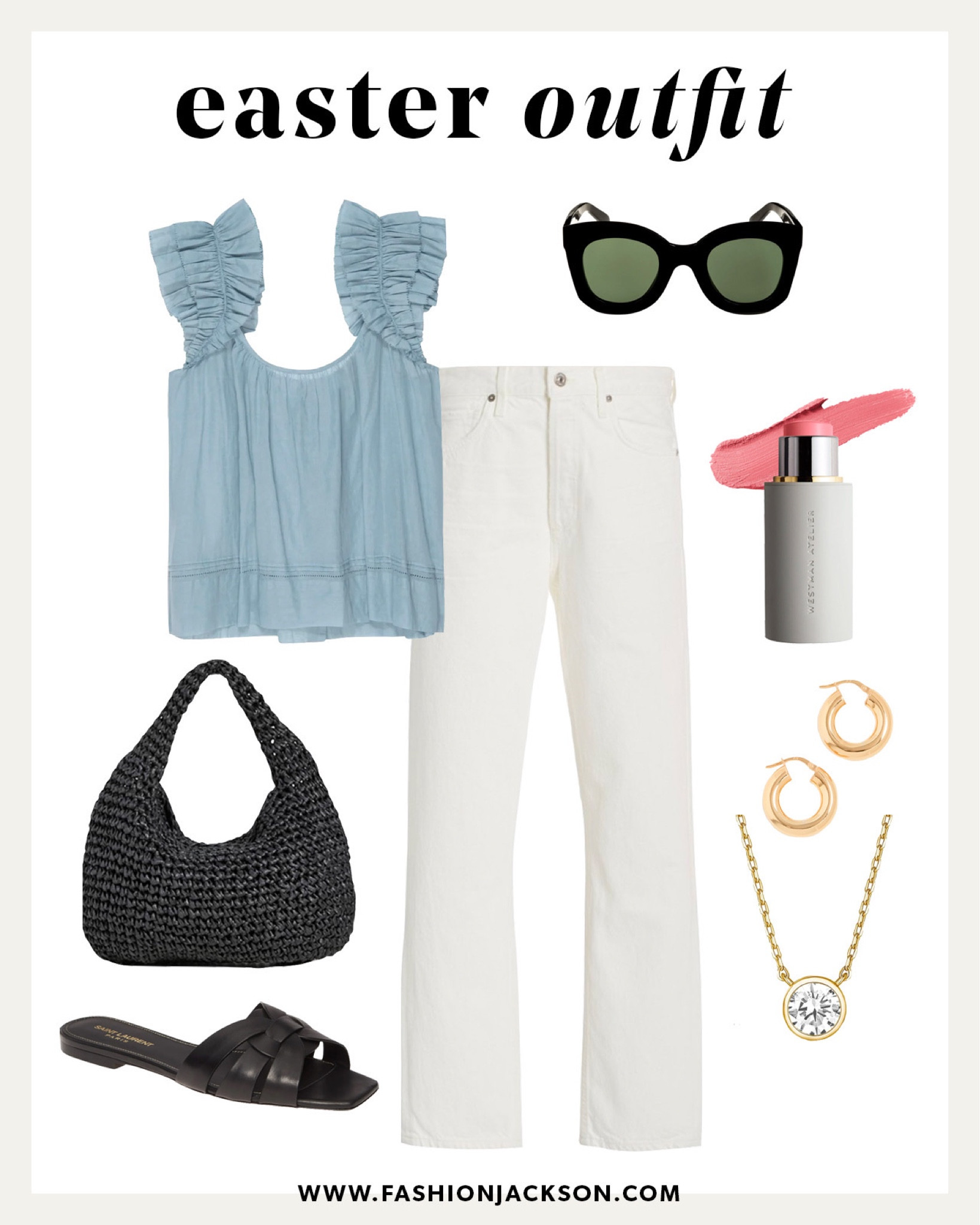 Easter outfit idea #springfashion #eastertop #whitedenim #springoutfit #fashionjackson

#LTKstyletip #LTKSeasonal