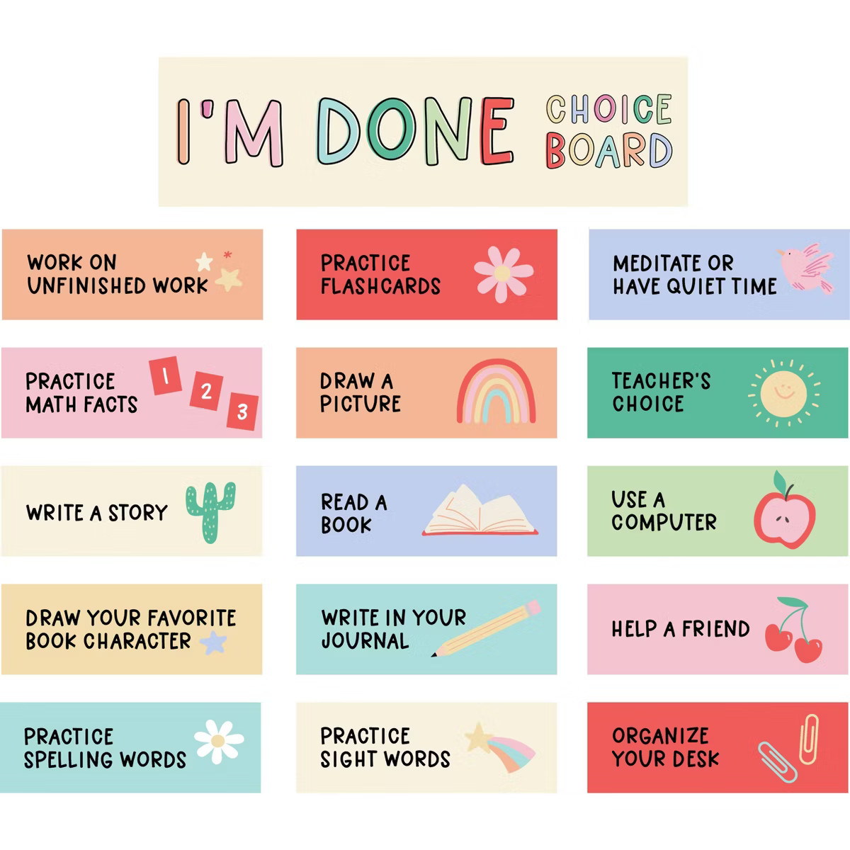 Pippi Post I'm Done Choice Bulletin Board Kit, Teacher Supplies | Target