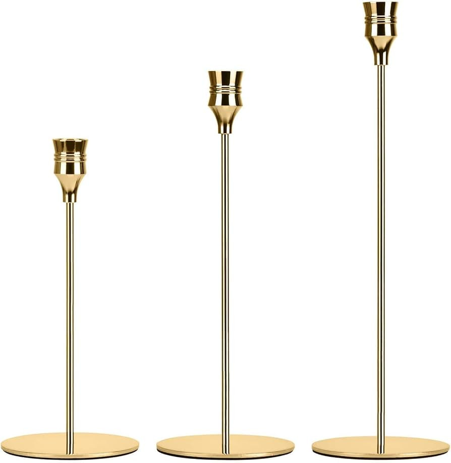 Queta Gold Candle Holders for Pillar Candles Set of 3 Decorative Candle Holder Candlestick Stand ... | Amazon (US)