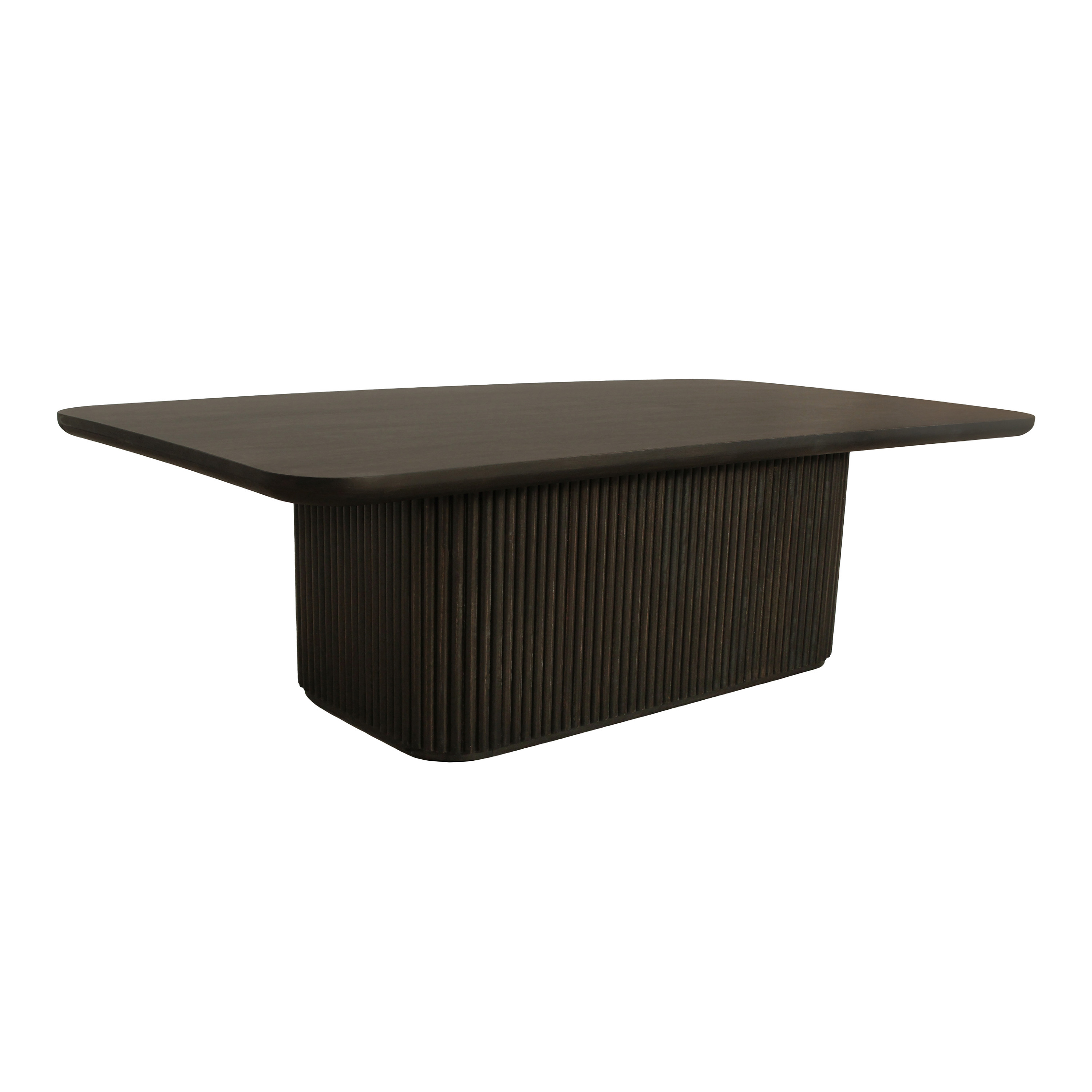 Julia Long Charred Ember Wood Fluted Pedestal Coffee Table | World Market