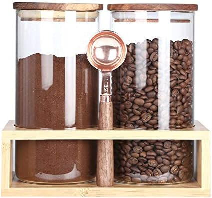 KKC Home Accents Borosilicate Glass Jars with Wood Lids, Tea Container for Loose Tea,Clear Kitchen S | Amazon (US)