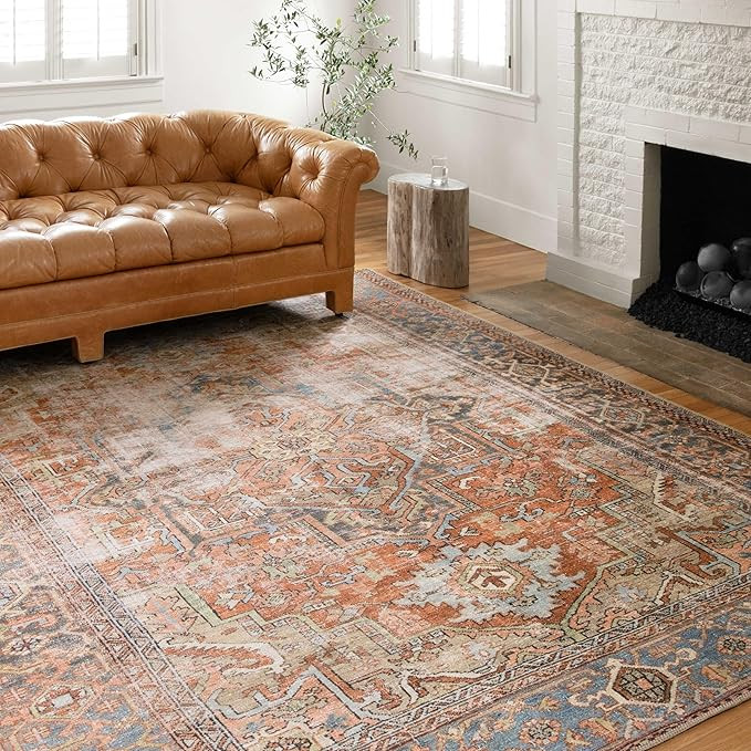 Loloi II Loren Terracotta/Sky 7'-6" x 9'-6" Area Rug | Amazon (US)