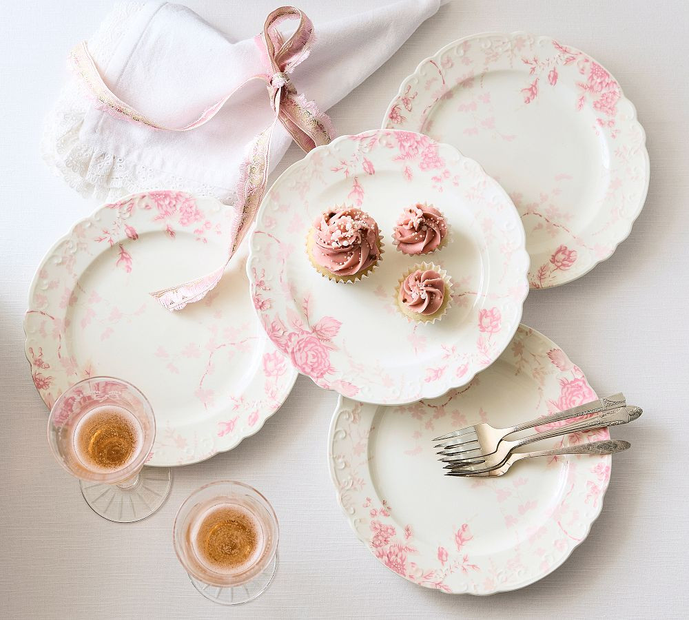 LoveShackFancy Pink Rose Salad Plates - Set of 4 | Pottery Barn (US)