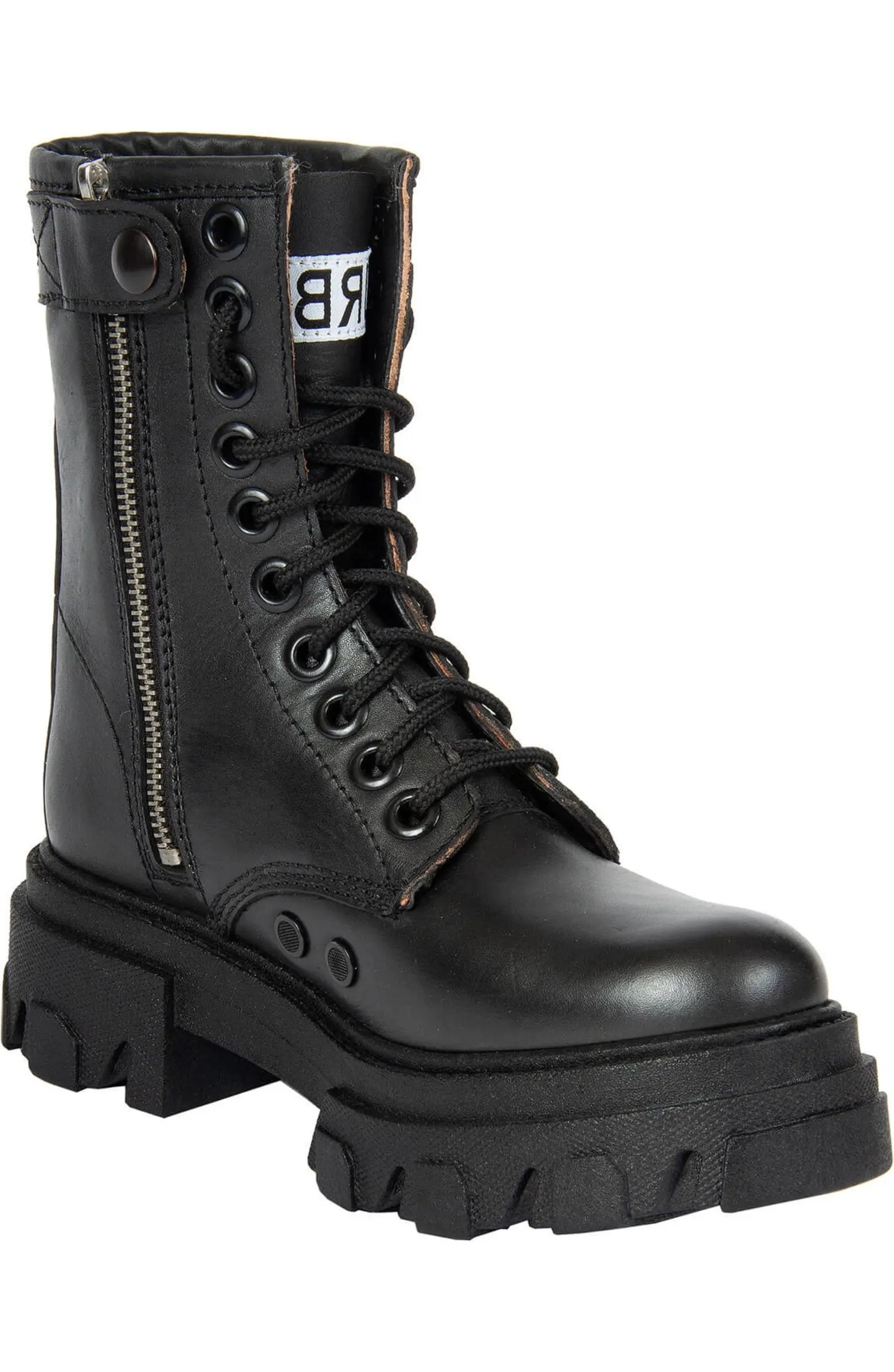 URBNKICKS Black Leather Combat Boots | Nordstrom | Nordstrom