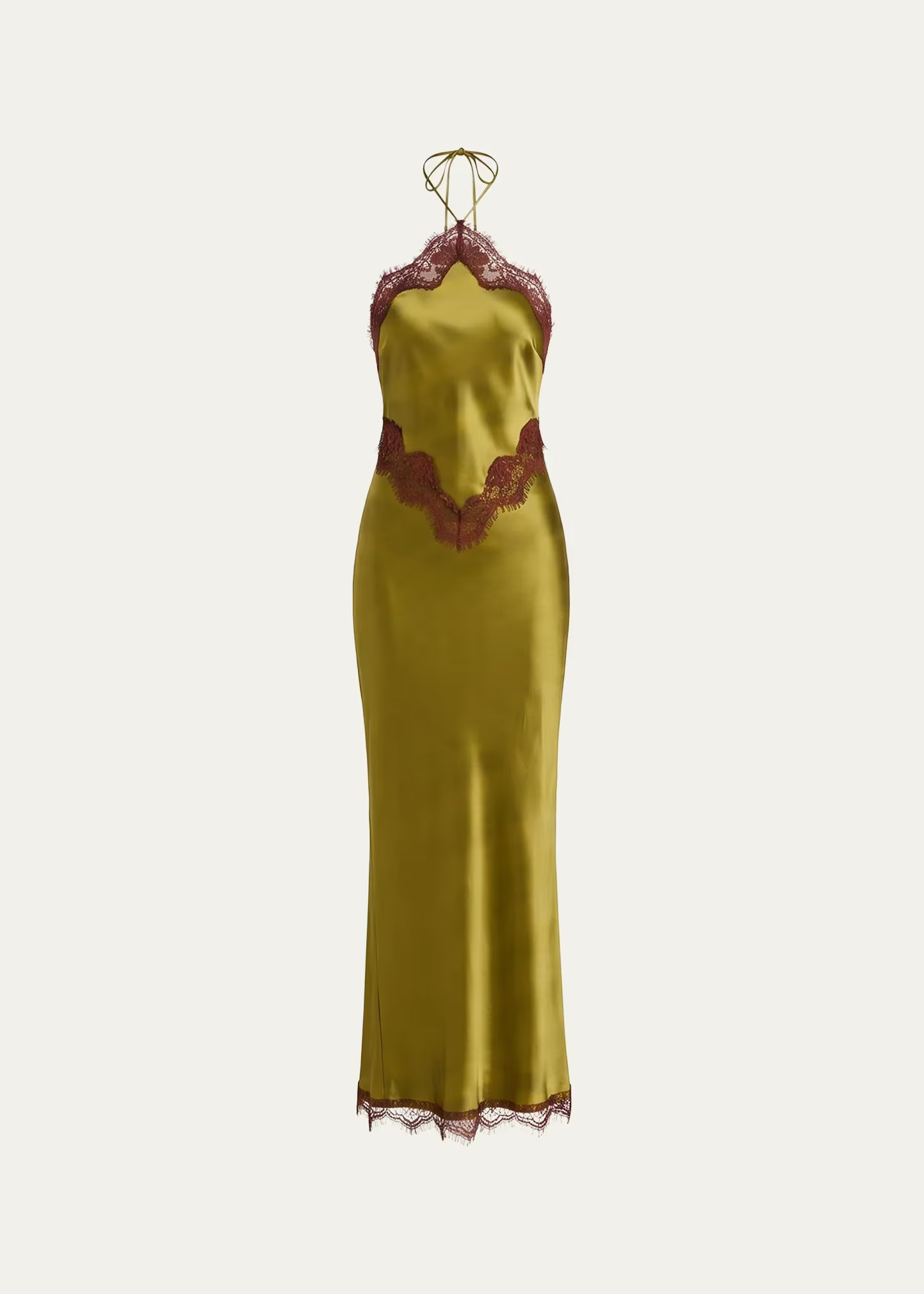 Everly Lace-Trim Satin Halter Dress | Bergdorf Goodman