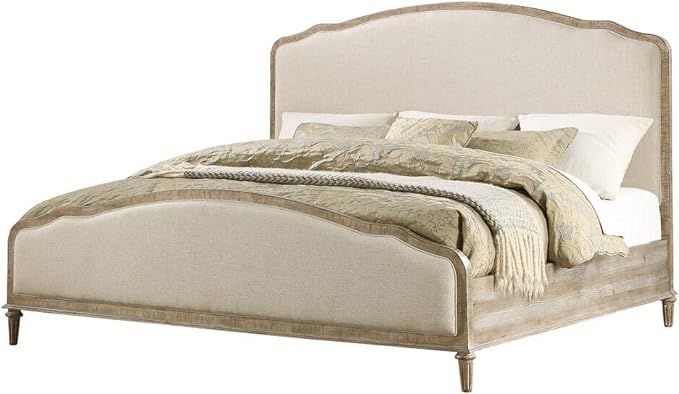 Wallace & Bay Haynes Limestone Gray and Linen King Bed with Weathered Wood Framing and Curved, Up... | Amazon (US)