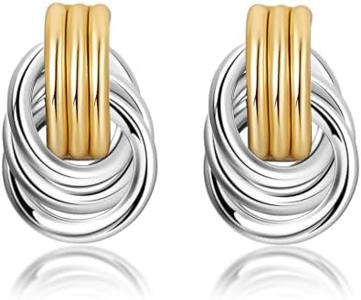 Knot Link Earrings for Women Chunky Circle Drop Dangle Earrings Studs Trendy Jewelry | Amazon (US)