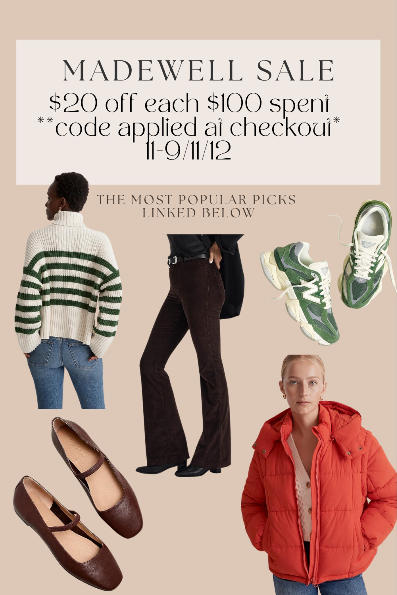 Madewell sale ($20 off $100 spent) 

Holiday sale, winter outfits, thanksgiving outfit, ballet flats, puffer jackets, sweater, corduroy pants 

#LTKsalealert #LTKHolidaySale #LTKCyberWeek