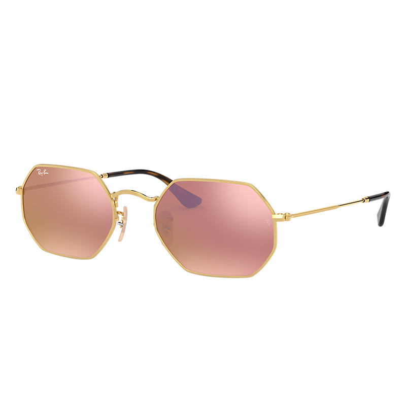 Ray-Ban Octagonal Flash Lenses Gold, Pink Lenses - RB3556N | Ray-Ban (US)