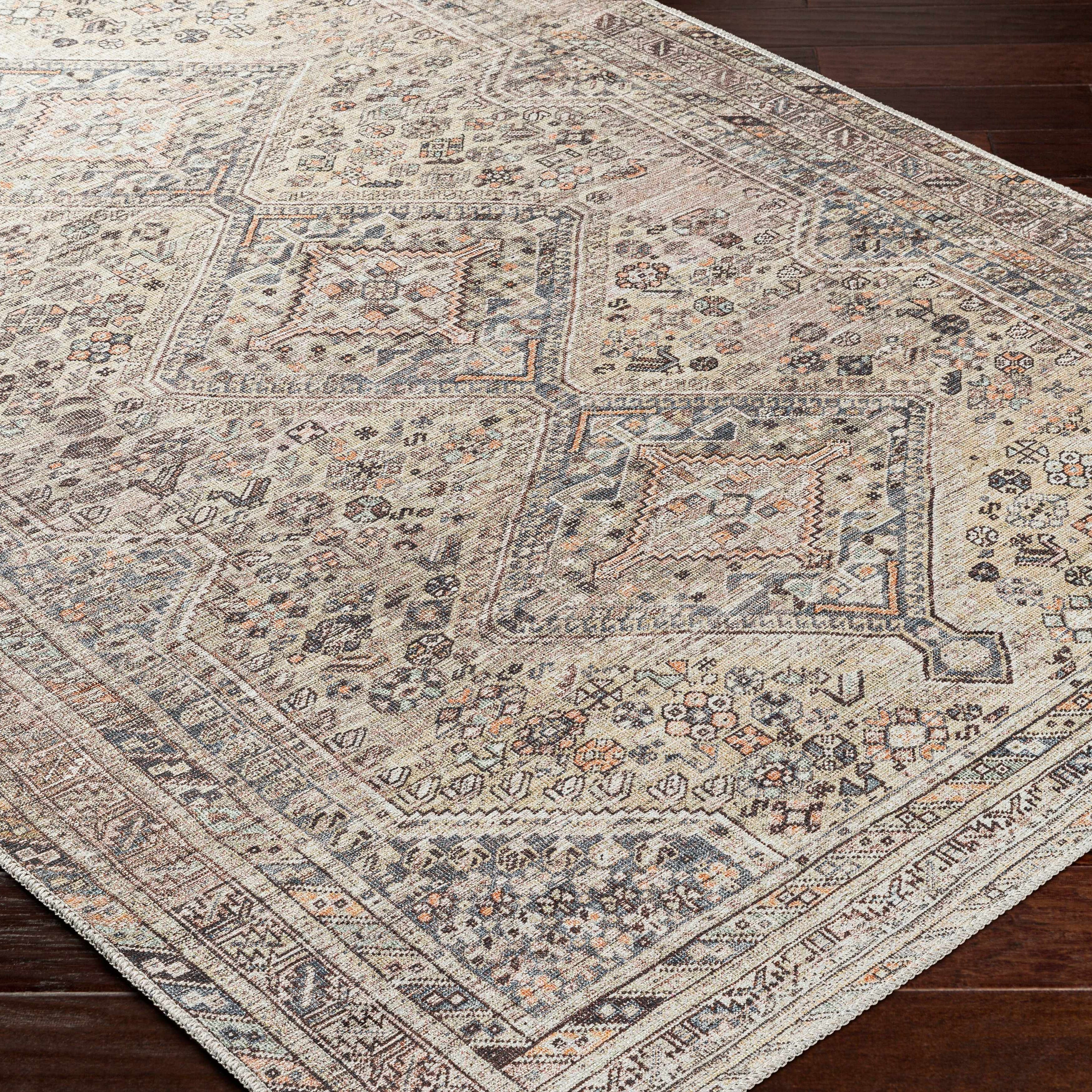 Boho Tan Washable Rug - Decor Steals | Decor Steals