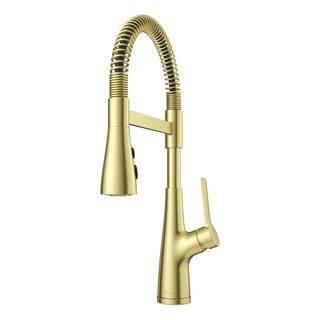 Pfister Neera Single-Handle Culinary Pull-Down Sprayer Kitchen Faucet in Brushed Gold LG529-NECBG | The Home Depot
