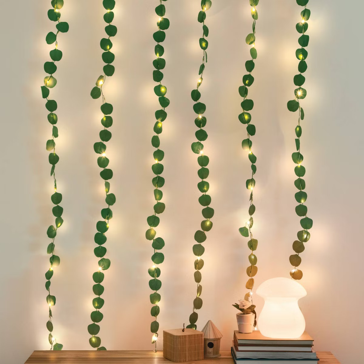 LED Eucalyptus Vine Curtain String Lights Warm White - West & Arrow | Target