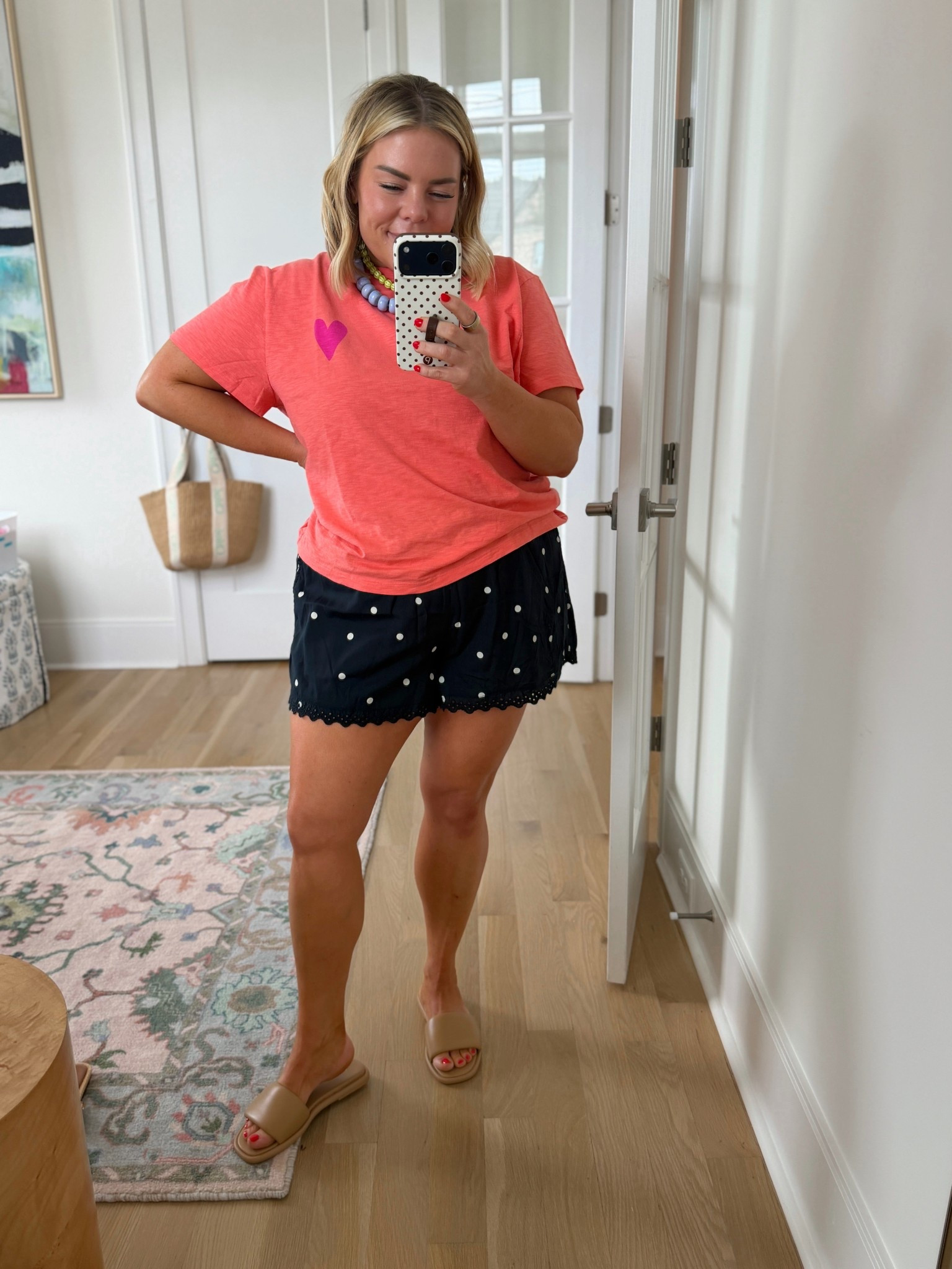 Spring casual look polka dot shorts 