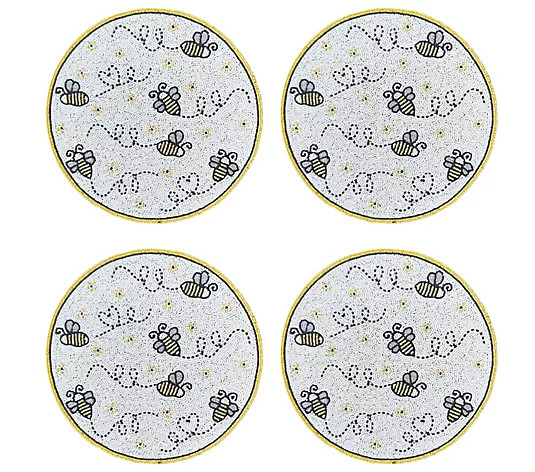 Temp-tations Seasonal Set of (4) 14" Round Beaded Placemats - QVC.com | QVC