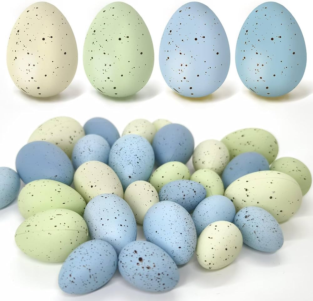Kidum 36 Pcs Easter Speckled Eggs Vase Filler Plastic Speckled Eggs Faux Eggs for Decoration Bowl... | Amazon (US)