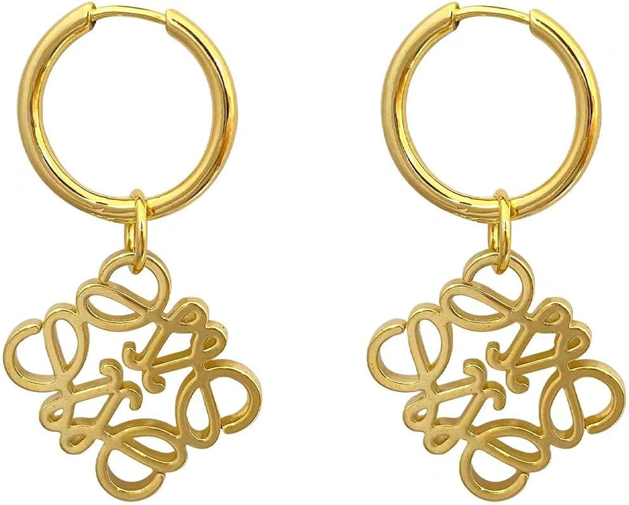 Luxury 14K gold-plated geometric openwork earrings, designer hoop gold earrings, high-end vintage... | Amazon (US)
