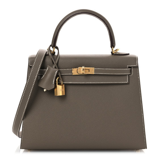 Epsom Kelly Sellier 25 Etoupe | FASHIONPHILE (US)