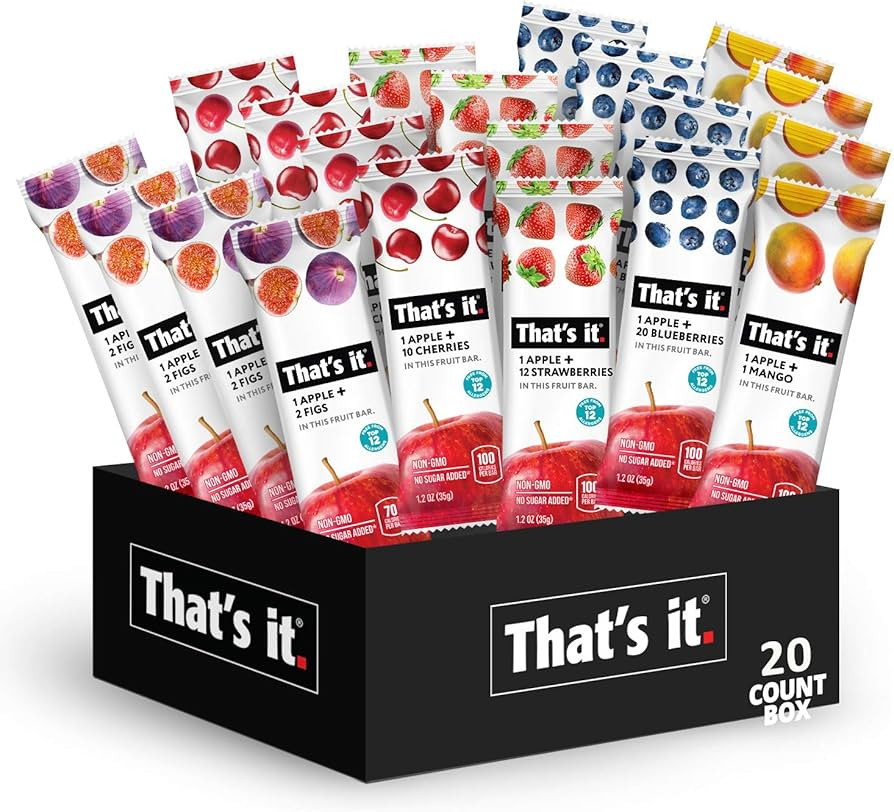 That's it Fruit Bars Snack Gift Box { 20 Pack }100% All Natural, Gluten-Free, Vegan, Low Carb Sna... | Amazon (US)