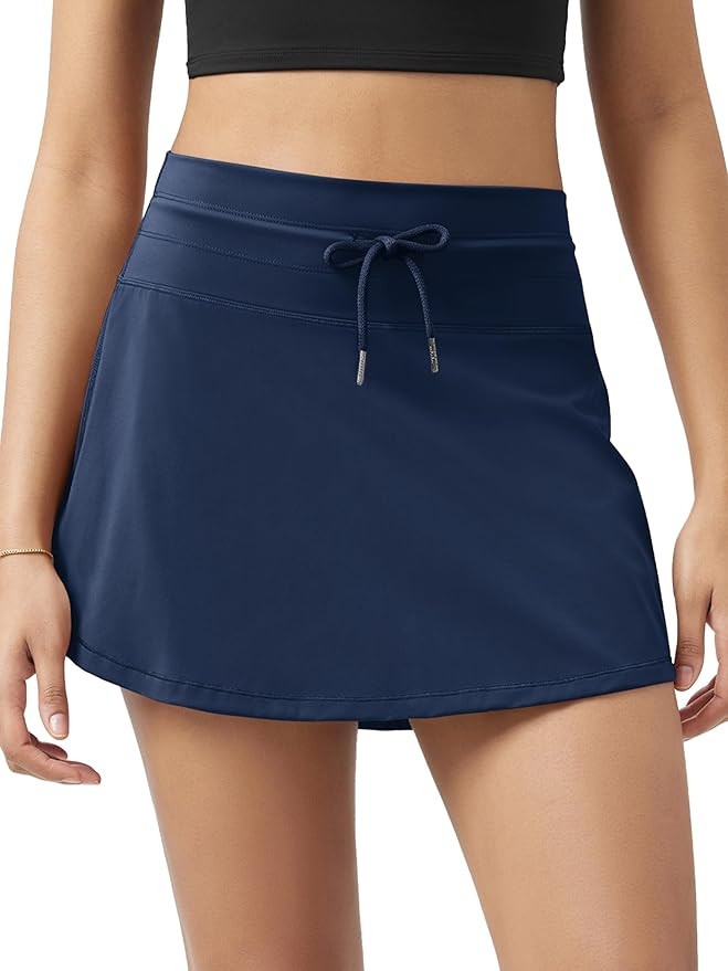 ODODOS Women's Drawstring Tie Skirts Built-in Shorts Athletic Golf Tennis Skorts with Ball Pocket | Amazon (US)
