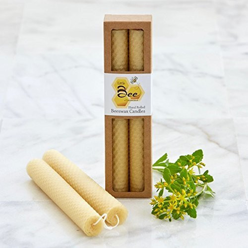 8 Inch Hand-Rolled Beeswax Taper Candles - Little Bee of Connecticut (Single Pair) | Amazon (US)