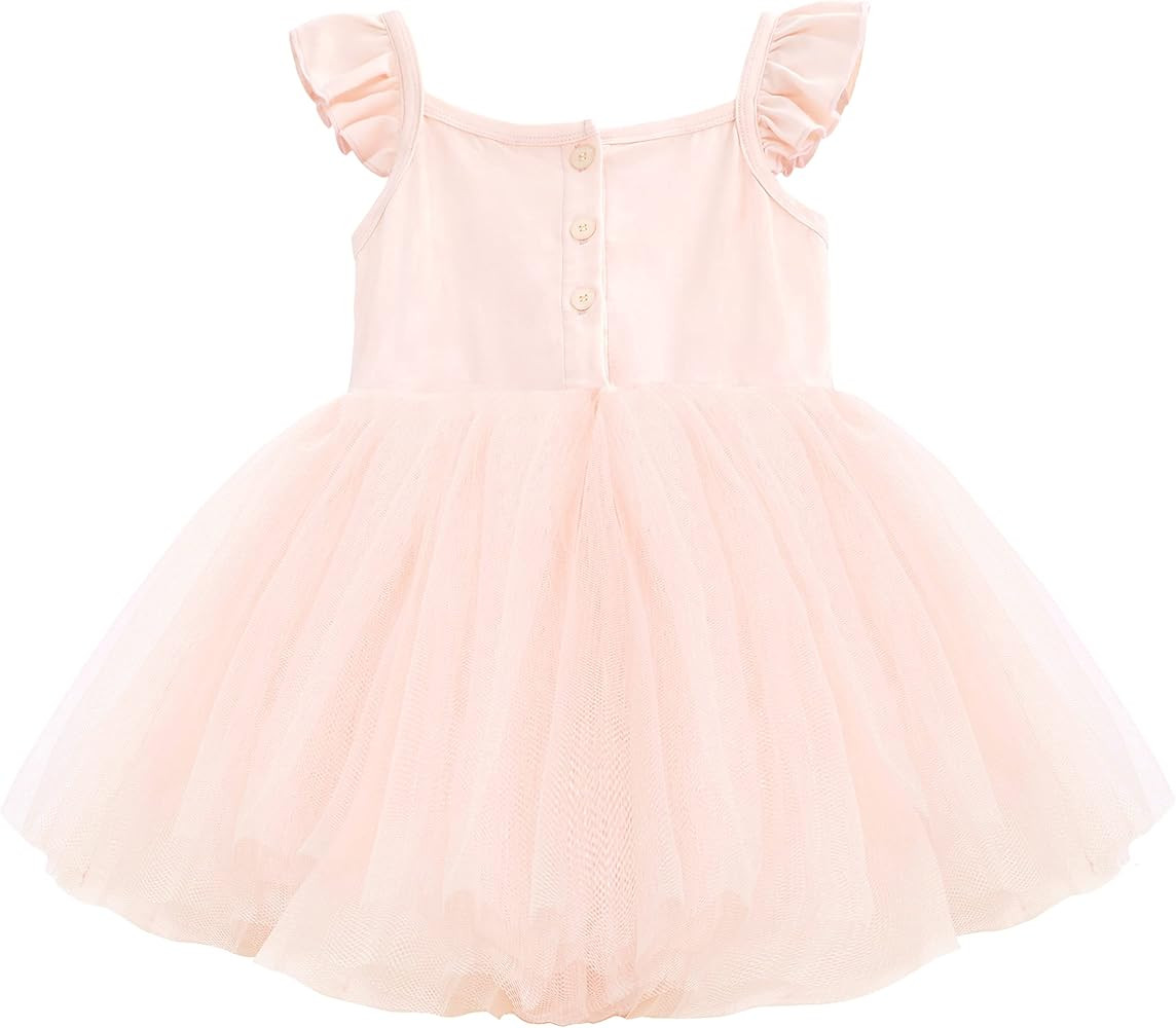 Flofallzique Toddler Tulle Dress Summer Pink Birthday Party Little Girls Tutu Dress for 0-8 Years | Amazon (US)