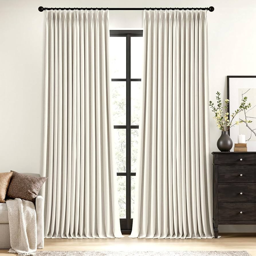 MIULEE Natural Pinch Pleated 100% Blackout Linen Curtains for Bedroom, Room Darkening Light Block... | Amazon (US)
