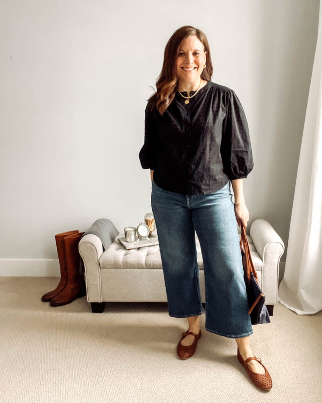 An easy breezy coffee date look. Wear this #oldnavy black blouse untucked with jeans and Mary Janes for a super cute look. Fit notes: Jeans fit TTS, Top: In a medium for longer length, Mary Janes: size down by half. #SpringOutfitOutfits #SpringCapsuleWardrobe 

👉Hit the + sign to follow me on LTK.

#LTKMidsize #LTKOver40 #LTKSaleAlert