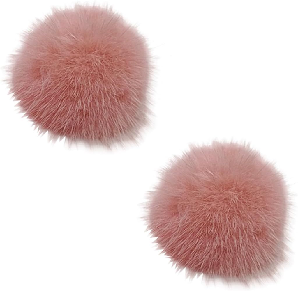 ZAKIA Women' Fluffy Mink Fur Pom Removable Shoe Clips Clutch Wedding Decoration Pack of 2 | Amazon (US)