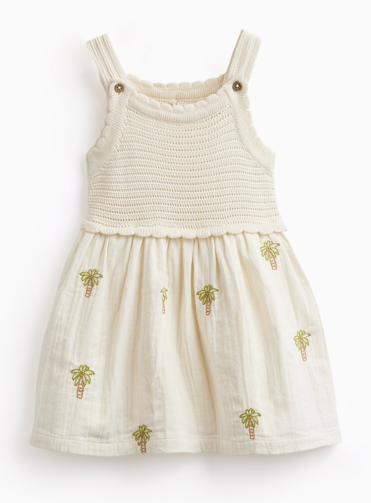 Cream Knitted Palm Tree Detail Twofer Dress 9-12 months | Tu Clothing