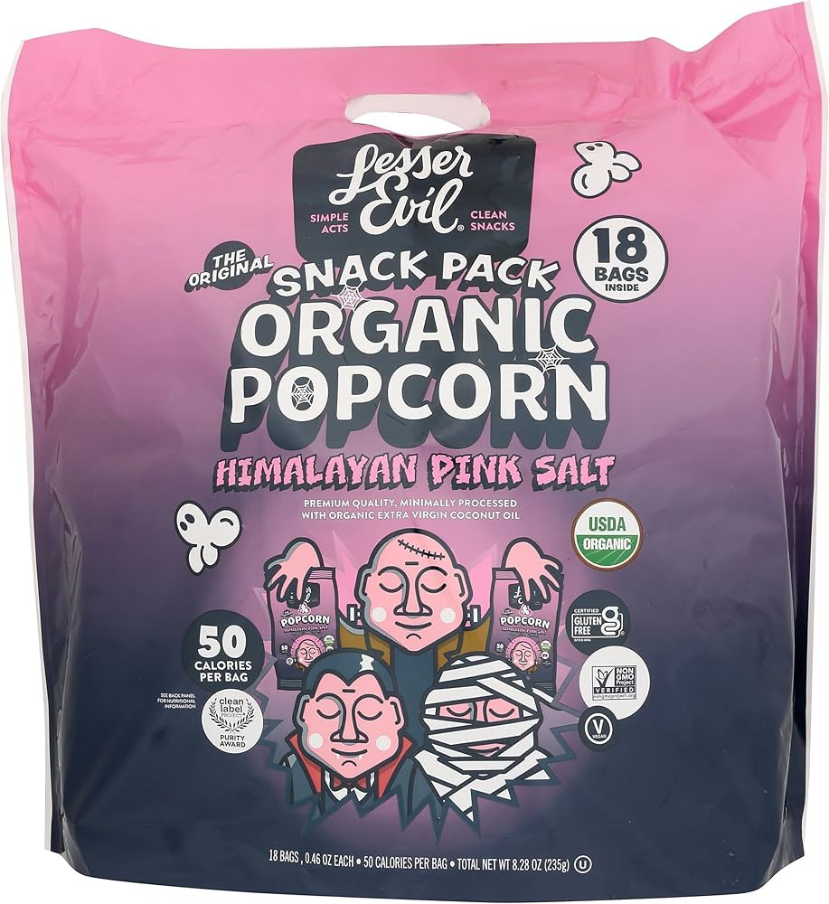 LESSEREVIL Organic Himalayan Pink Popcorn Halloween Snack Pack, 8.28 OZ | Amazon (US)