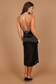 Waldorf Open Back Embellished Midi Dress - Black | Petal & Pup (US)