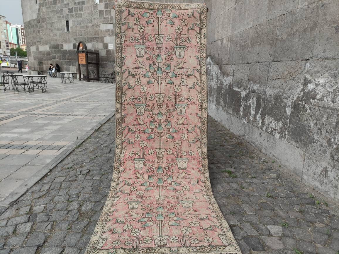 Canary Bird Motif Unique Oriental Kitchen Rug , Vintage Runner Rug, Pastel Coridor Rug , 2.99''x ... | Etsy (US)