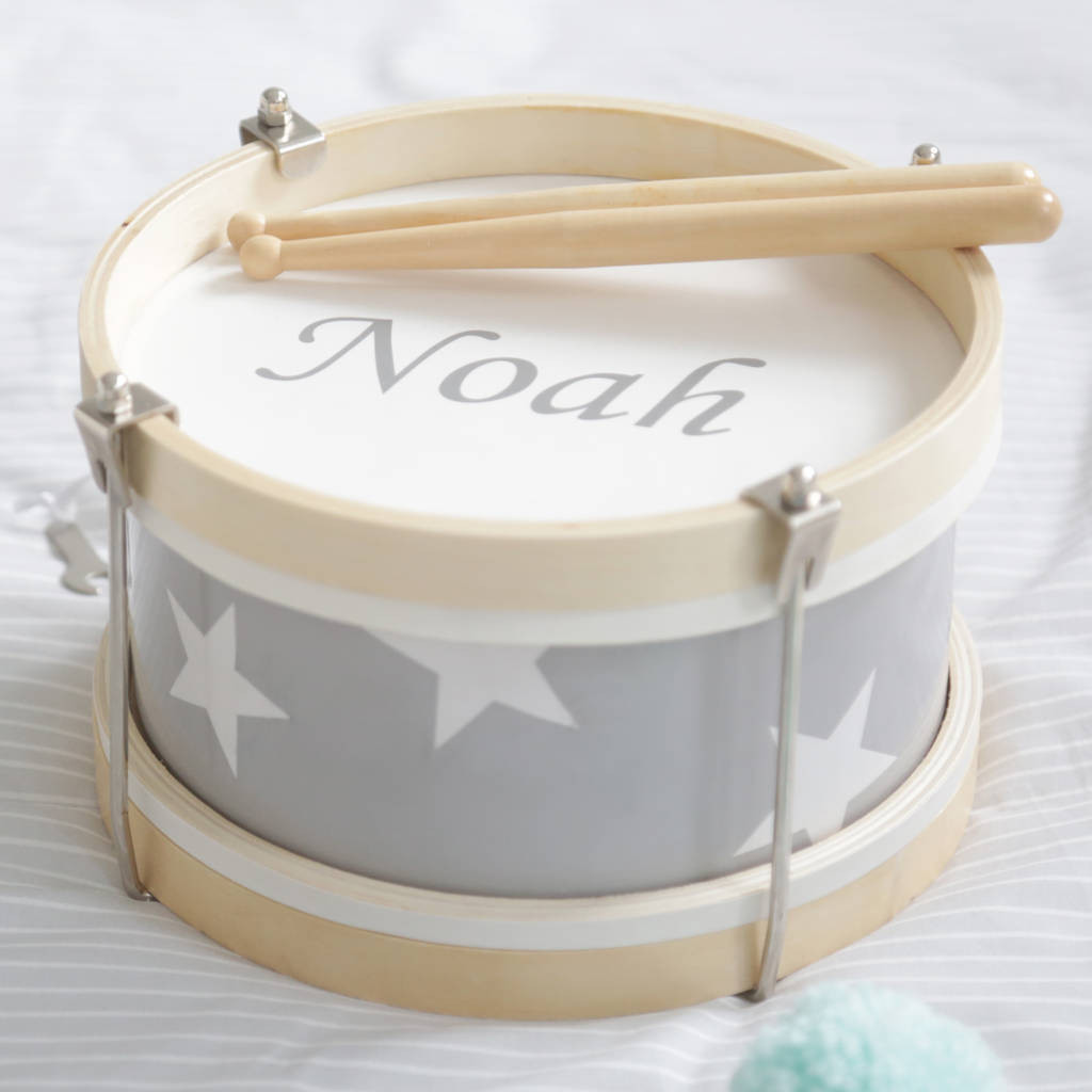 Personalised Grey Wooden Play Drum | Notonthehighstreet.com UK