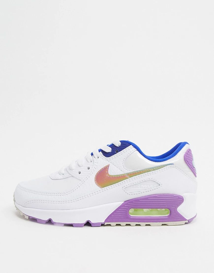 Nike Air Max 90 sneakers in white and purple | ASOS (Global)