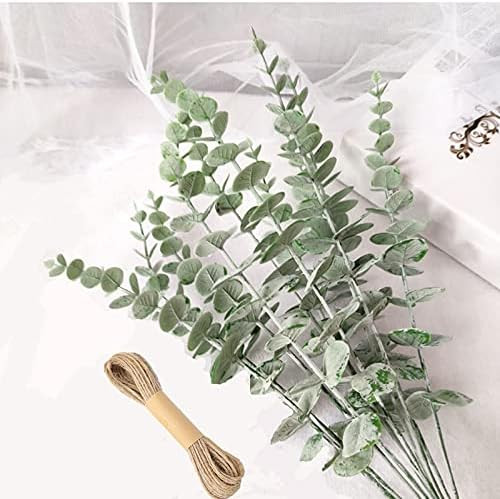 Eucalyptus Stems Artificial 24 Pcs with 10m Hemp Rope Artificial Plant Real Touch Greenery Stems ... | Amazon (US)