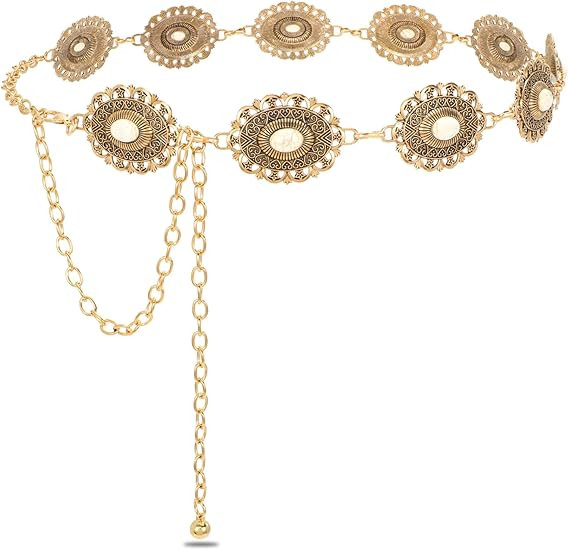 SUOSDEY Western Concho Chain Belt for Women Cowgirl Waist Belt for Country Concert Outfit Dresses... | Amazon (US)