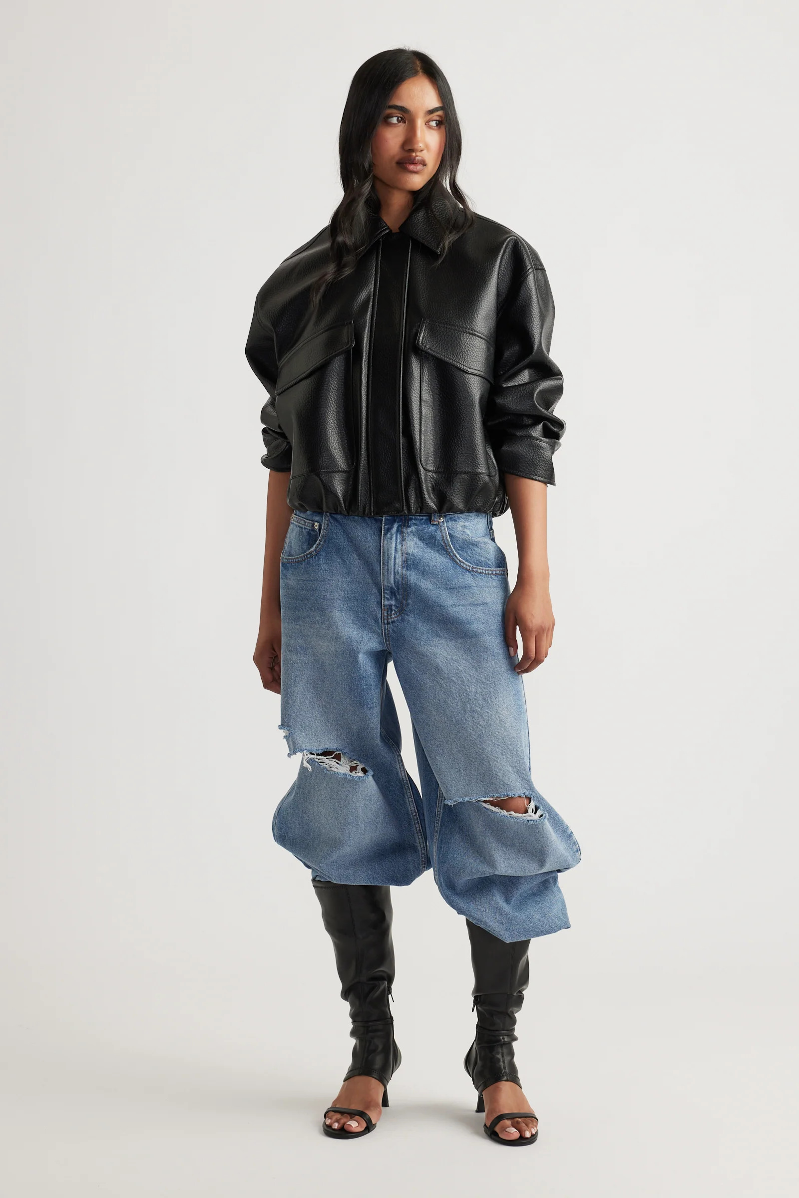 Reece Faux Leather Jacket - Black | DECJUBA