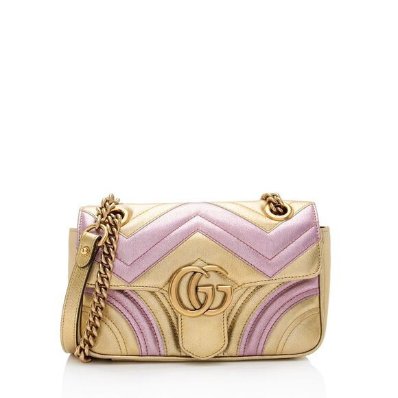 Gucci Metallic Matelasse Leather GG Marmont Mini Flap Shoulder Bag | Poshmark