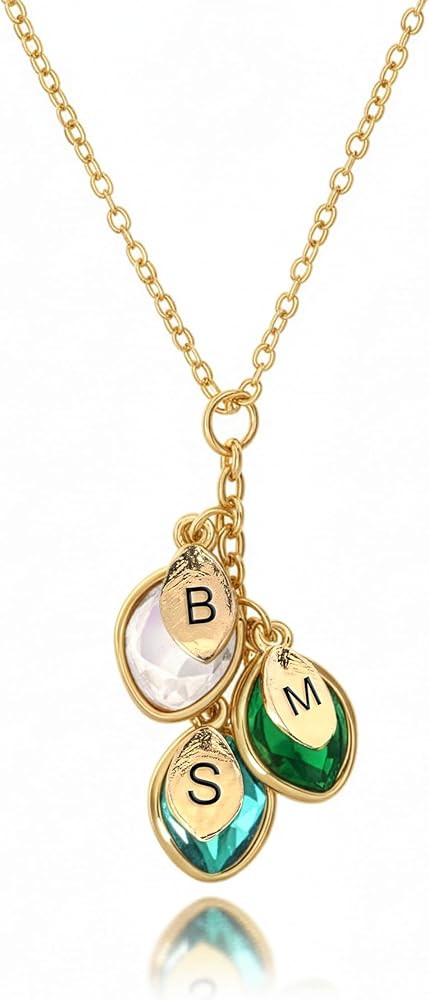 MignonandMignon Birthstone Necklace for Mom Grandma | Personalized Family Initial Necklace for Wo... | Amazon (US)