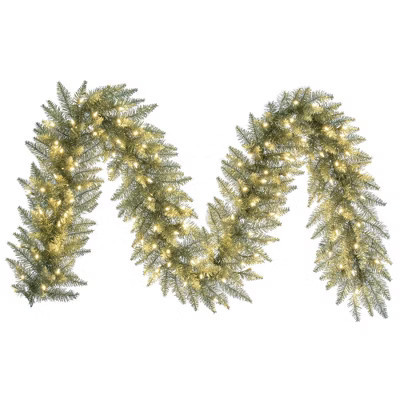 Vickerman 9' Champagne Artificial Christmas Garland, Warm White Dura-Lit LED lights. | Target