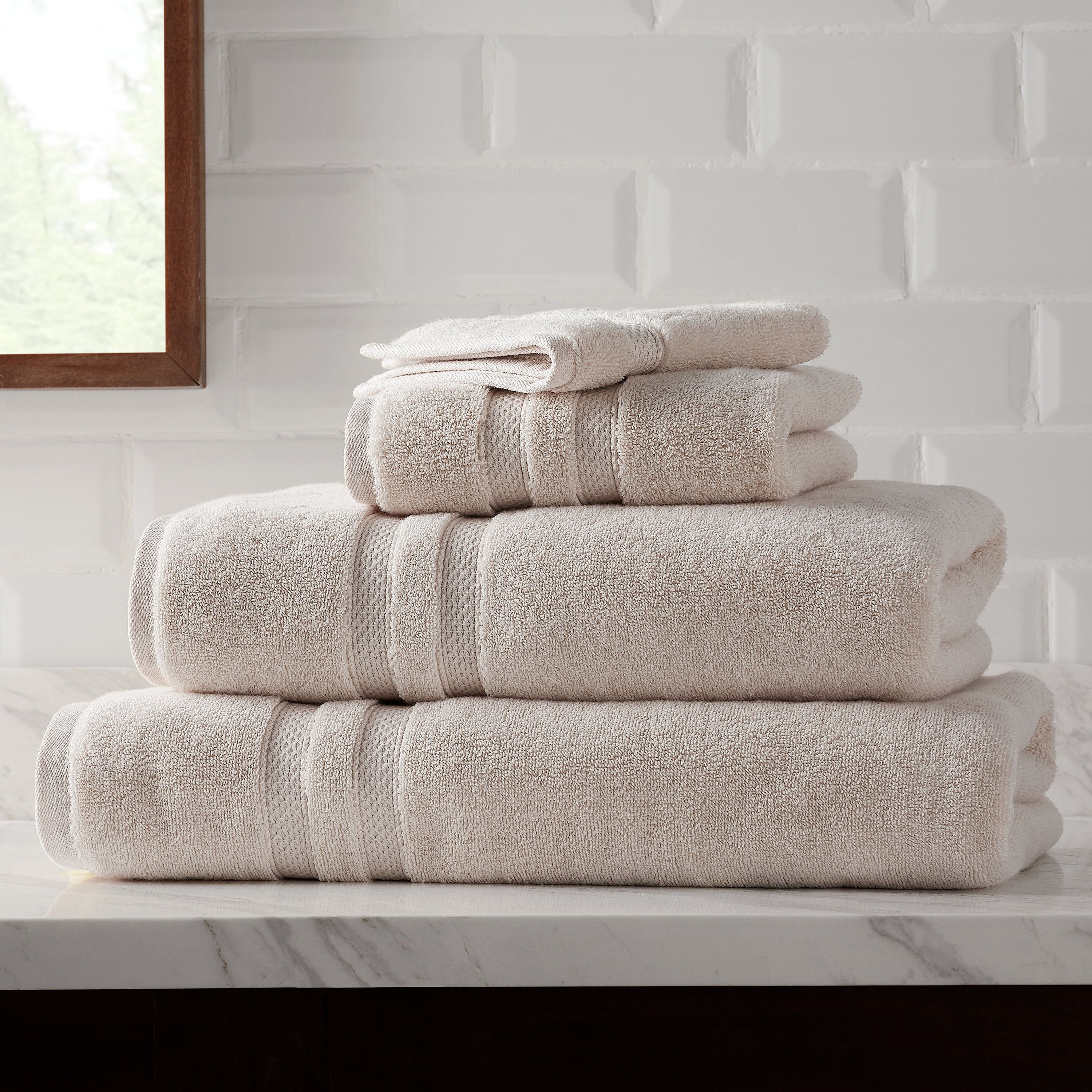 Hotel Style Turkish Cotton Bath Towel Collection Solid Print Khaki 6 Piece Set | Walmart (US)